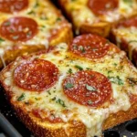 Delicious Air Fryer Pizza Toast topped with cheese and pepperoni