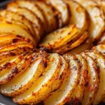 Crispy air fryer sliced potatoes served in a bowl with herbs