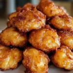 Plate of crispy Amish onion fritters, a delightful snack or side dish