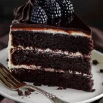 Delicious Black Velvet Cake with rich chocolate frosting and elegant presentation.