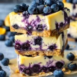 Delicious blueberry orange cheesecake bites on a plate