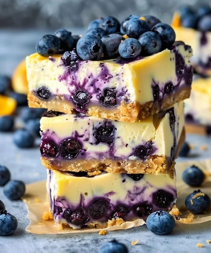 Delicious blueberry orange cheesecake bites on a plate