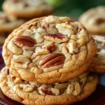 Freshly baked Butter Pecan Cookies topped with crunchy pecans