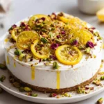 Candied lemon served with whipped feta and pistachio-chili crumble.