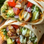 Delicious Chicken Avocado Ranch Burritos with fresh ingredients