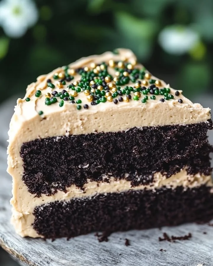 Delicious Chocolate Guinness Cake with rich Baileys Buttercream frosting