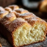 Homemade cinnamon donut bread sliced with a sprinkle of cinnamon sugar on top