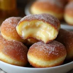 Delicious condensed milk and cinnamon doughnut puffs ready to be enjoyed