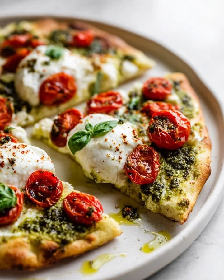 Delicious Cottage Cheese Flatbread with seasonal summer toppings