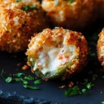 Crab and cream cheese stuffed jalapeño poppers on a platter