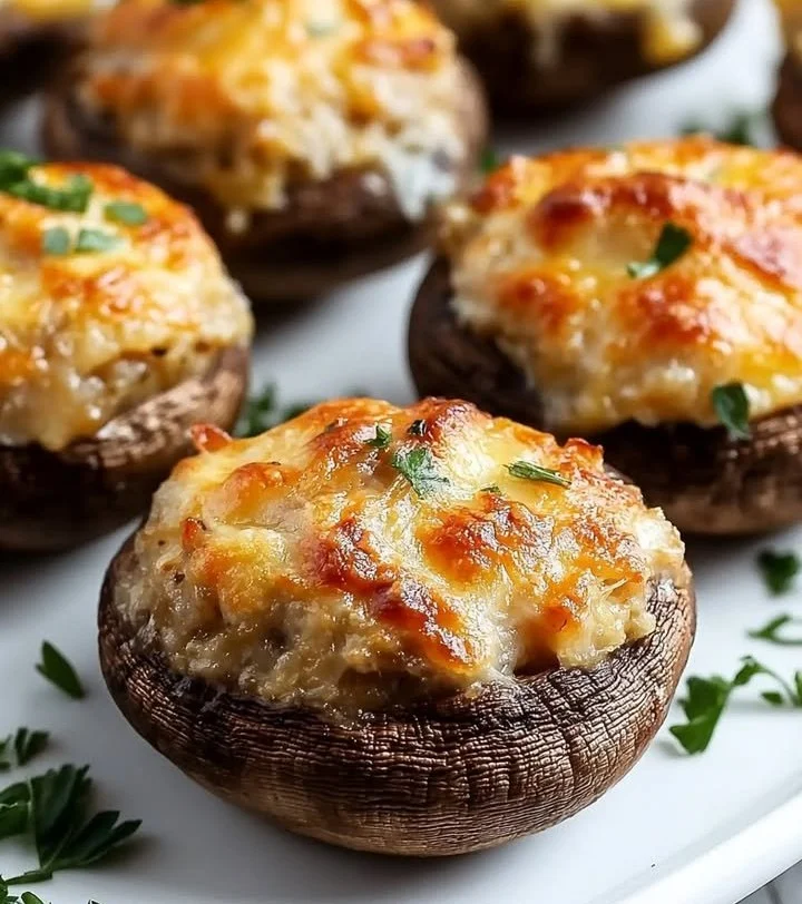 Delicious Crab Stuffed Mushrooms baked to perfection