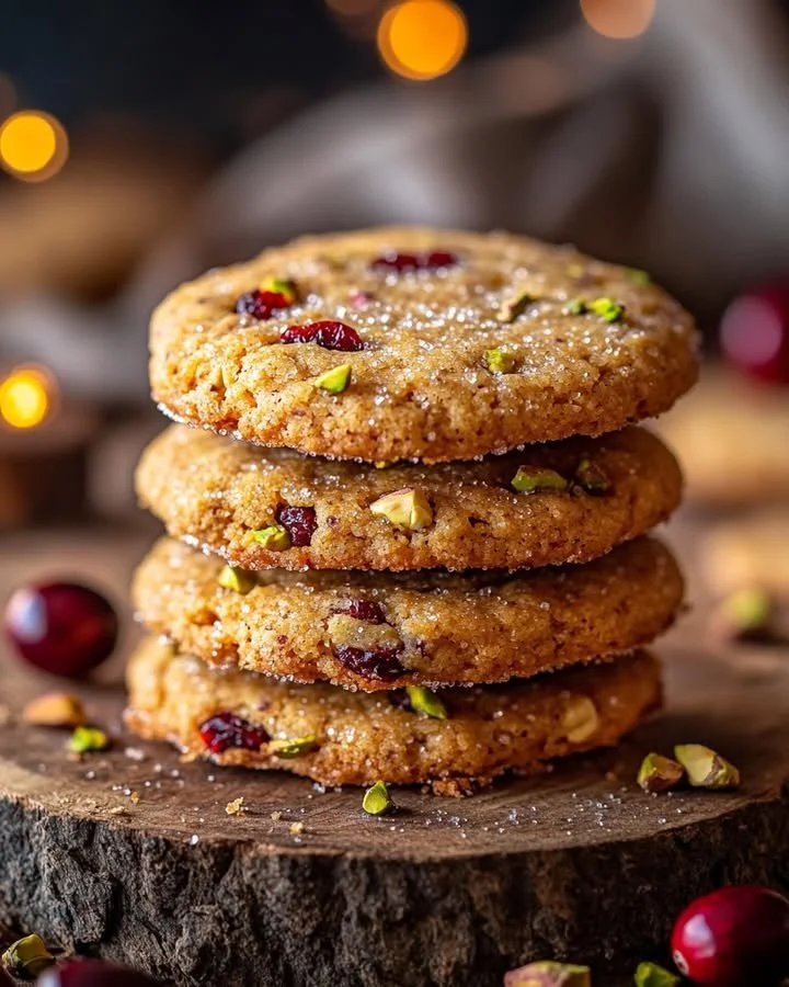 Delicious Cranberry Orange Pistachio Cookies on a plate