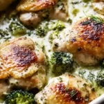 Creamy Salsa Verde Chicken Bake with fresh ingredients and garnish