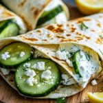 Crispy cucumber feta wraps served as a healthy snack or appetizer