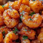 Plate of crispy honey-glazed shrimp garnished with green onions and sesame seeds