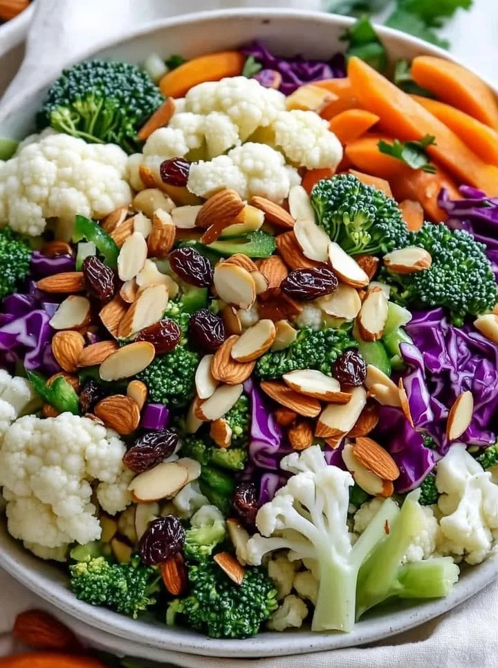 Crunchy detox salad with fresh vegetables and healthy ingredients