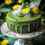Delicious Dandelion and Nettle Cake showcasing vibrant colors and natural ingredients.