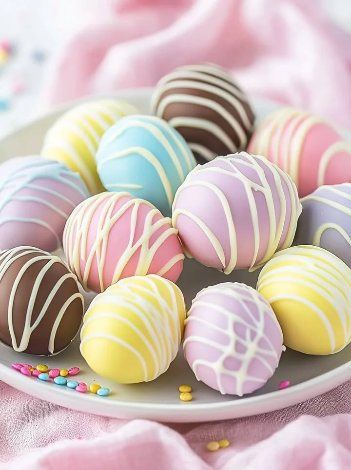 Decorated Easter Egg Oreo Cookie Balls for spring celebrations