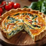 Elegant ricotta and spinach quiche served on a white plate
