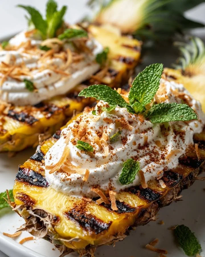 Fire & Chill Pineapple Boats filled with tropical ingredients