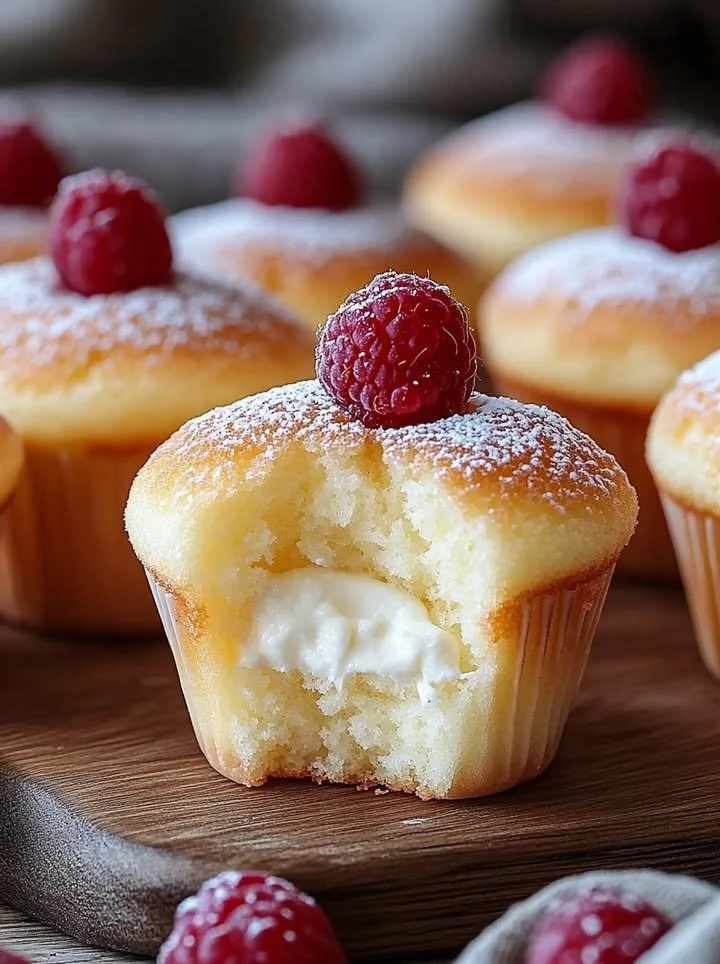 Fluffy Japanese Cotton Cheesecake Cupcakes topped with creamy frosting.