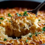 Bowl of French Onion Butter Rice garnished with herbs and cheese