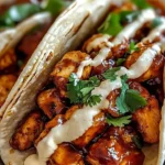 Delicious Garlic Butter Honey BBQ Chicken Tacos topped with fresh ingredients