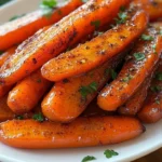 Delicious glazed carrots with honey and herbs in a serving bowl