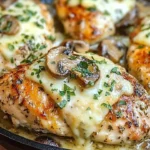 Healthy mushroom stuffed chicken breast recipe with fresh ingredients