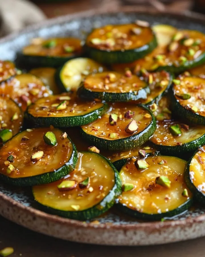 Honey-lemon zucchini dish garnished with fresh herbs
