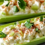 Italian cream cheese stuffed celery appetizers on a platter
