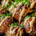 Korean BBQ Meatballs served with spicy mayo dip for a delicious meal
