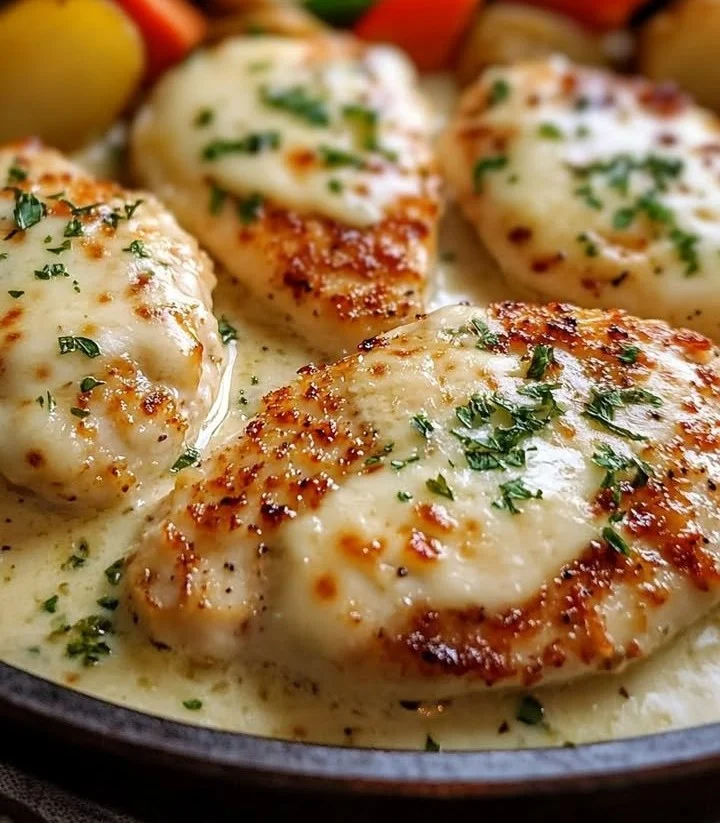 Longhorn Steakhouse Parmesan Chicken served with herbs and sauce