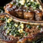Juicy marinated herb butter T-Bone steaks on a grill.