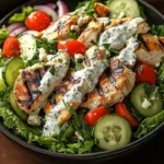 Delicious Tzatziki Chicken Salad served in a bowl with fresh ingredients