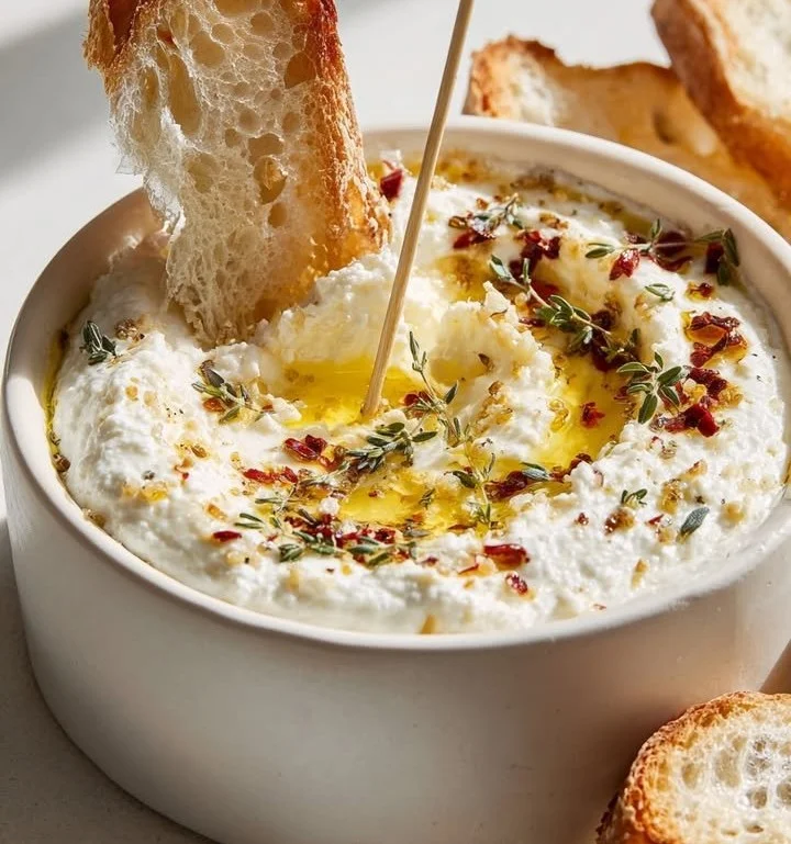 Melting Candle Ricotta Dip served with Herb-Garlic Butter Flame