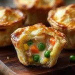 Mini Chicken Pot Pie Muffins with flaky crust and savory filling