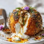 Molten Burrata Sphere in Bagel Crust, showcasing delicious melted cheese