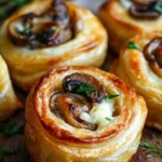 Savory Mushroom and Cheese Pinwheels ready to serve