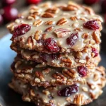 No-Bake Cranberry Pecan Praline Cookies on a decorative plate