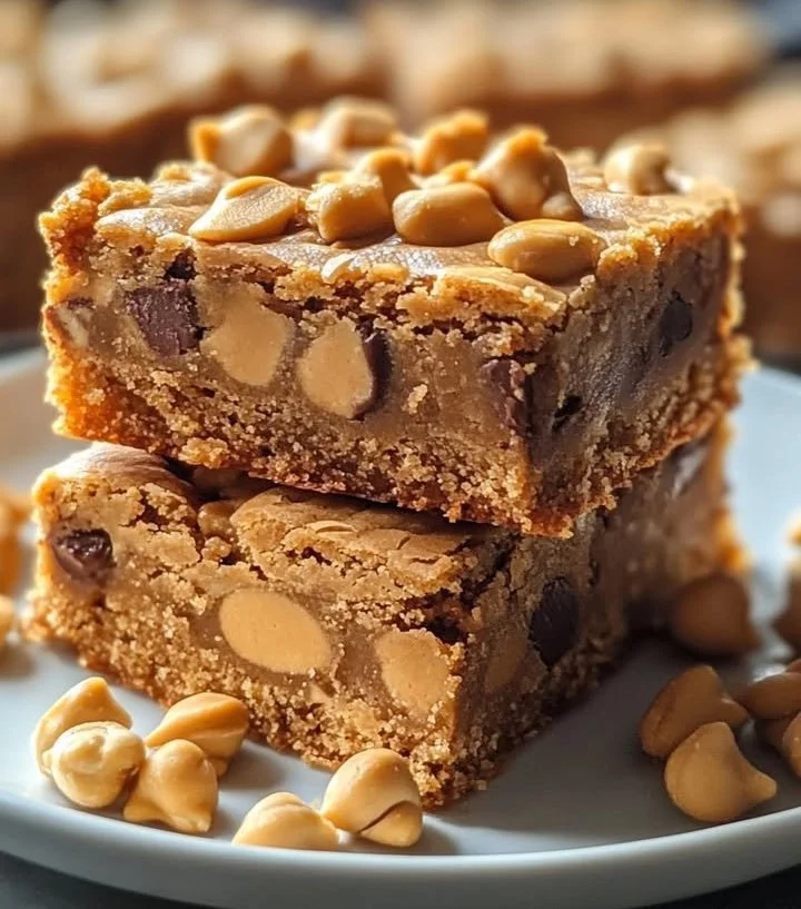 Delicious Peanut Butter Lunch Lady Cookie Bars on a plate