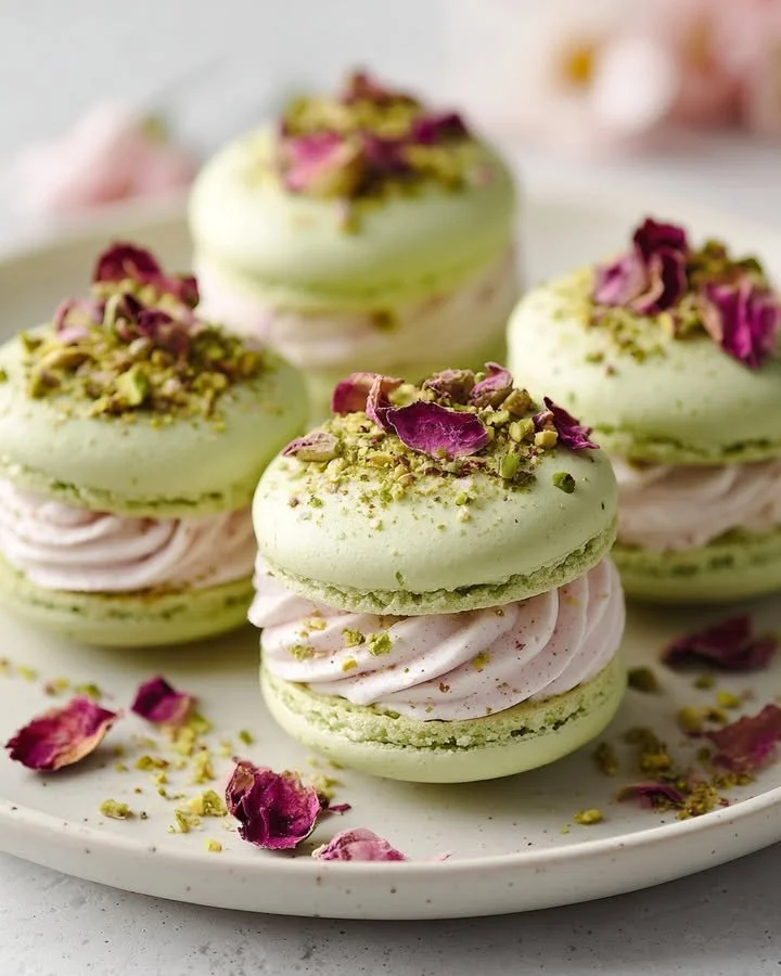 Persian pistachio rose cloud sandwiches, a delicately flavored treat.