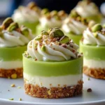 Delicious pistachio white chocolate dessert garnished with nuts