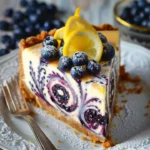 Princess Lemon Blueberry Cheesecake with fresh blueberries and lemon zest