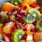 Refreshing citrus and fruit salad with honey-lime dressing served in a bowl.