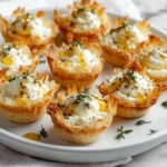 Savory lavender honey cheesecake bites with a feta crust served on a plate.