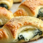 Savory spinach and cheese stuffed crescent rolls baked to golden perfection