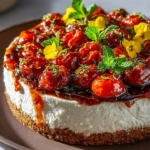 Savory Tomato Cheesecake with Burrata topping for a delicious twist