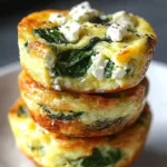 Spinach Feta Egg Muffins baked and ready to serve on a plate