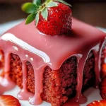 Delicious strawberry glaze cake with fresh strawberries on top